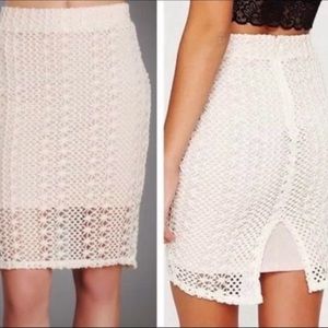 NWT Free People Pencil Skirt with Crochet Overlay
